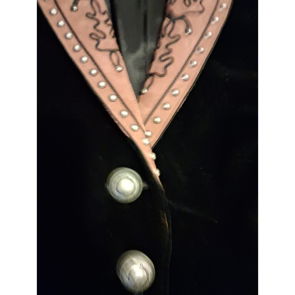 Double D Ranch Black Velvet Studded Blazer Jacket Medium - Picture 5 of 8
